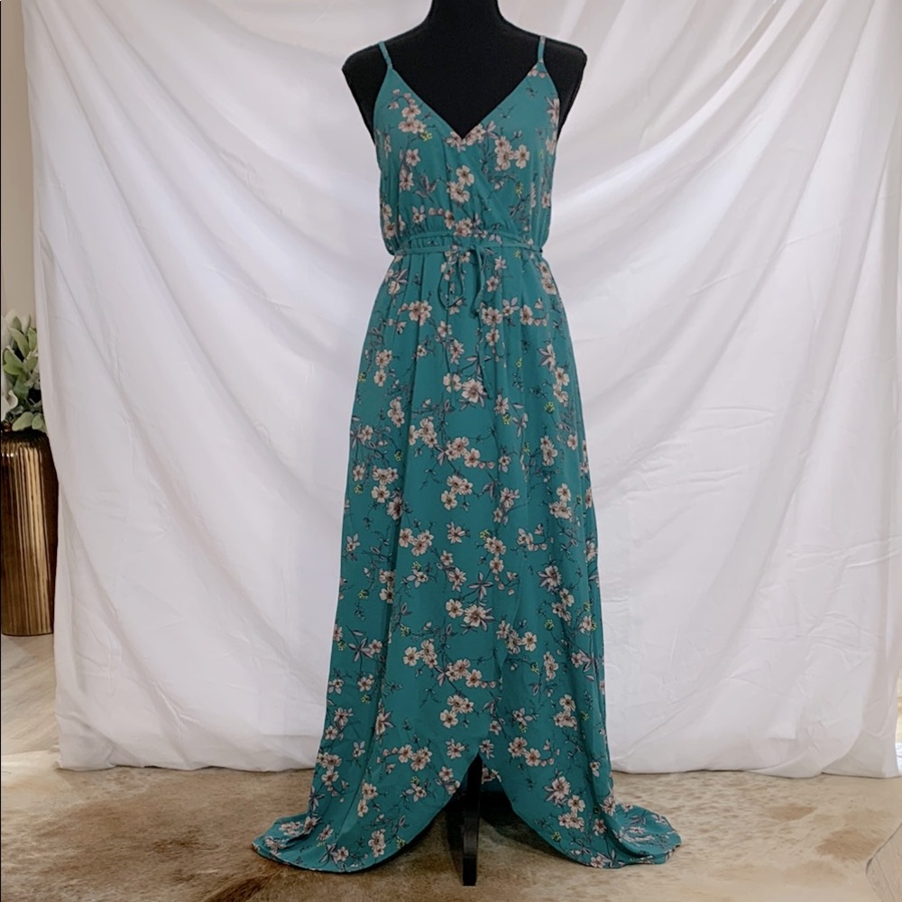 Floral Teal Maxi Dress